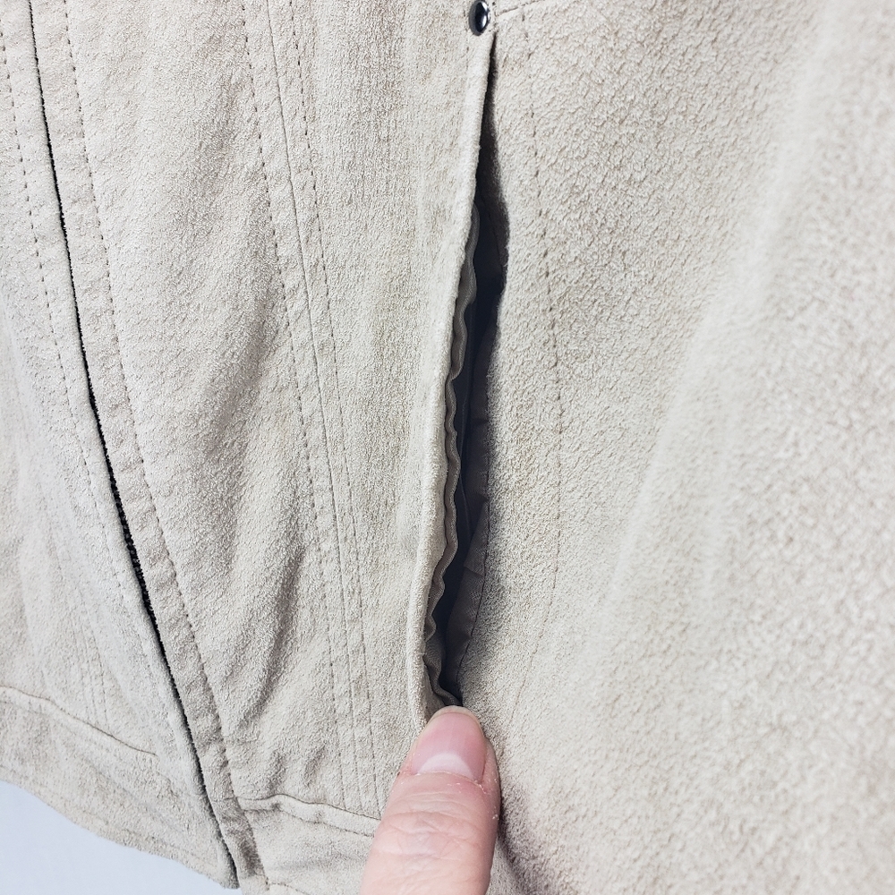 Style & Co. Beige Suede Leather Jacket - Picture 4 of 7